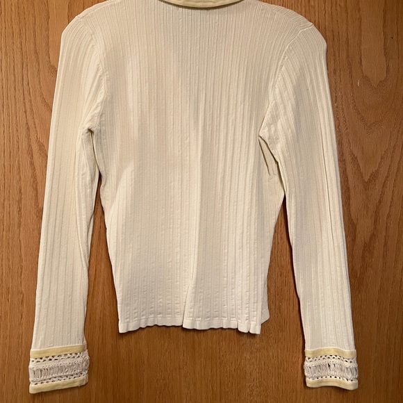 Cream long sleeve top with faux button front - Picture 2 of 6